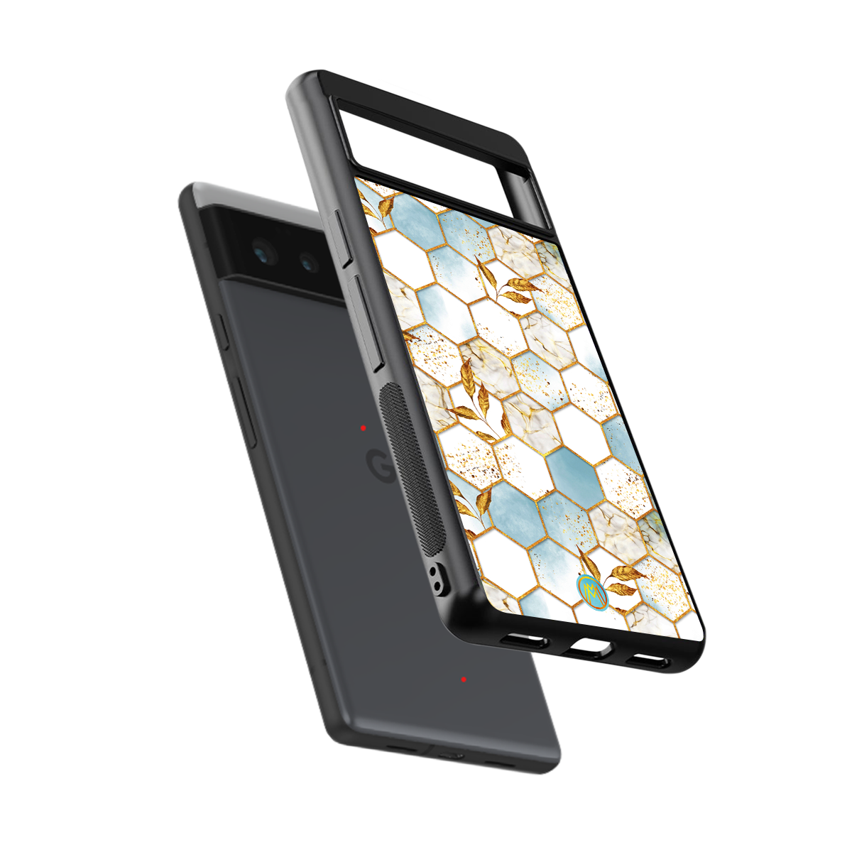 white marble tiles back phone cover | glass case for google pixel 6