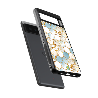 white marble tiles back phone cover | glass case for Google Pixel 6A
