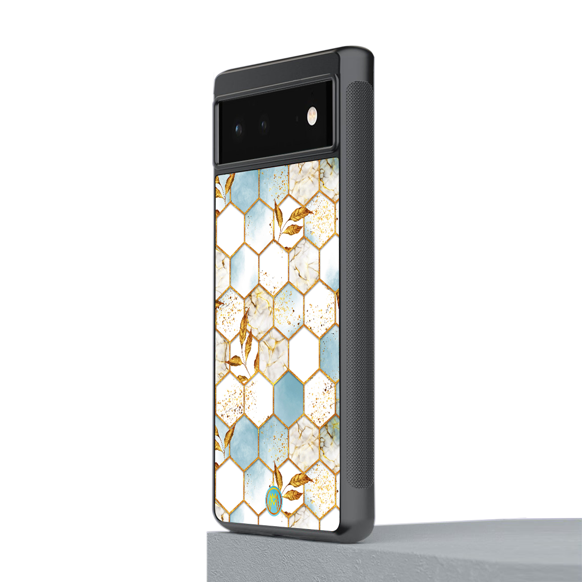 white marble tiles back phone cover | glass case for google pixel 6