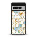 white marble tiles back phone cover | glass case for google pixel 7 pro
