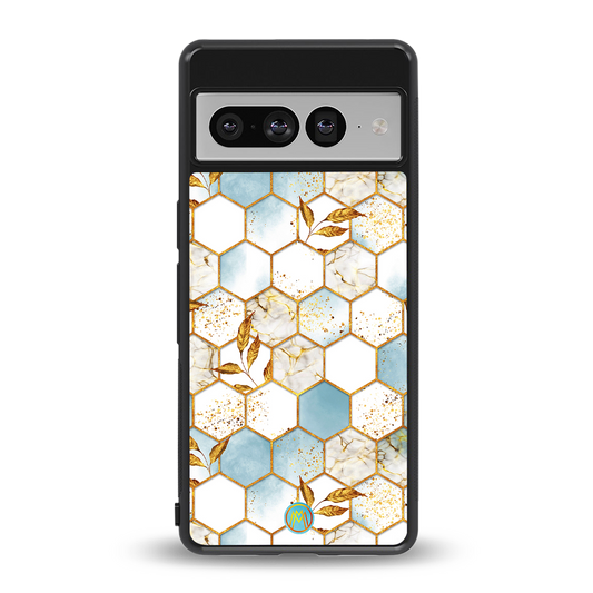 white marble tiles back phone cover | glass case for google pixel 7 pro