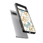 white marble tiles back phone cover | glass case for google pixel 7 pro