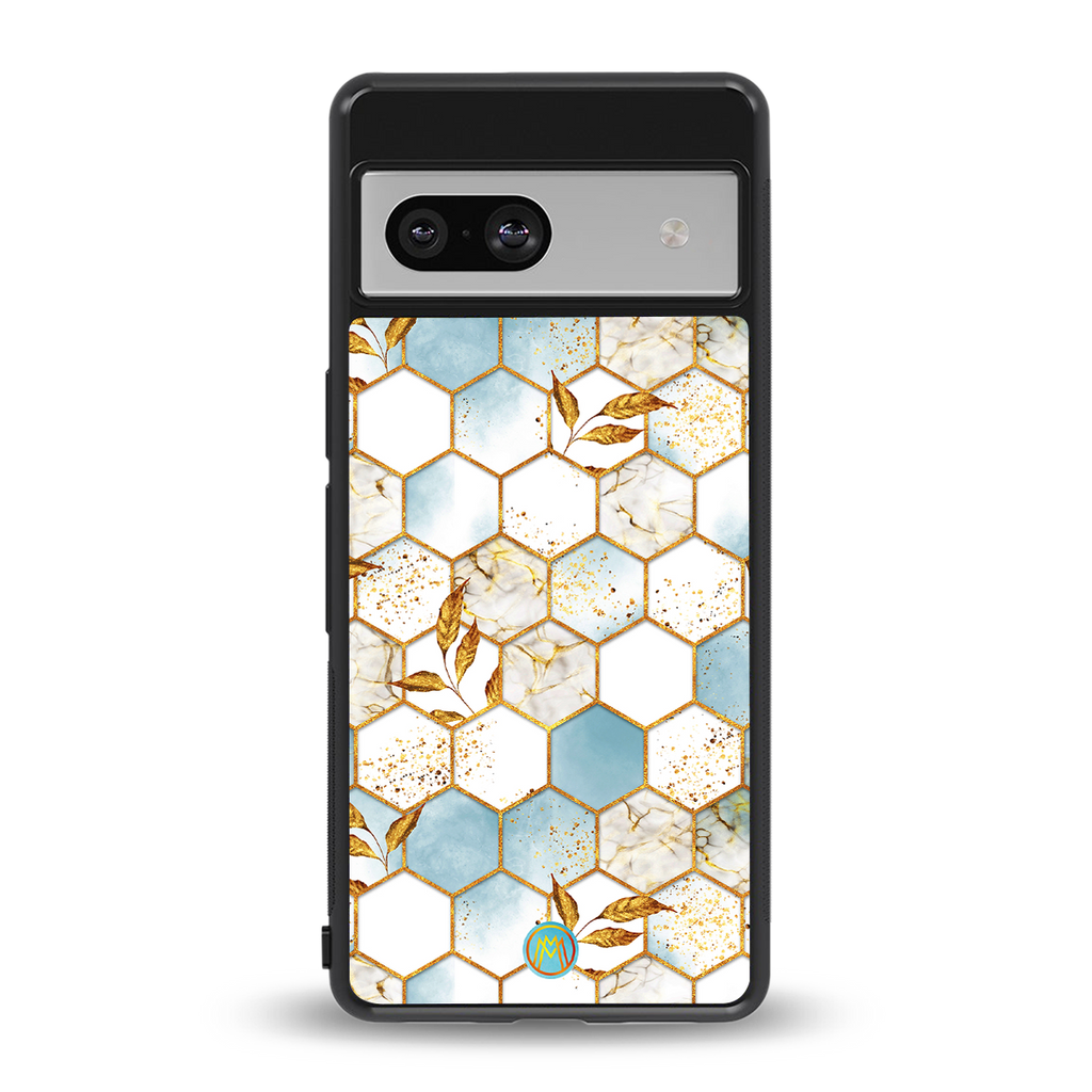 white marble tiles back phone cover | glass case for Google Pixel 7