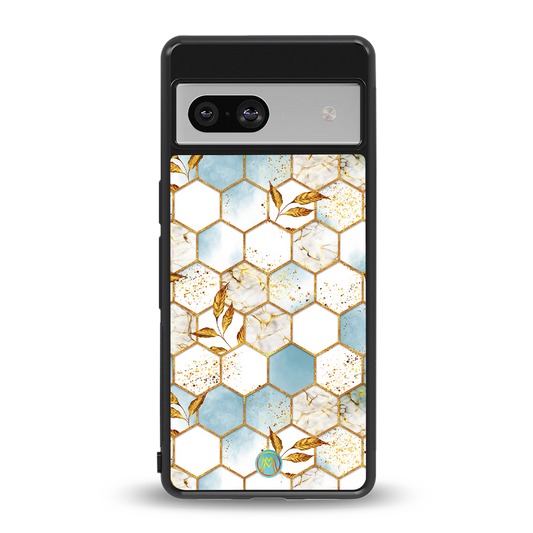 white marble tiles back phone cover | glass case for Google Pixel 7A