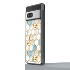 white marble tiles back phone cover | glass case for Google Pixel 7