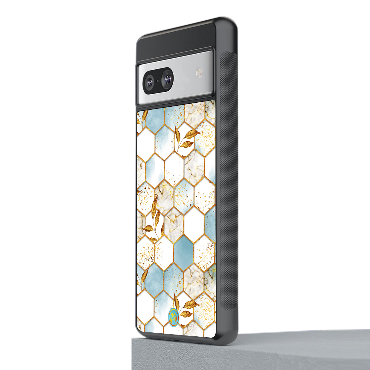 white marble tiles back phone cover | glass case for Google Pixel 7