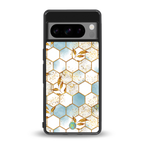 white marble tiles back phone cover | glass case for google pixel 8 pro