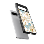 white marble tiles back phone cover | glass case for google pixel 8 pro