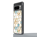 white marble tiles back phone cover | glass case for google pixel 8 pro