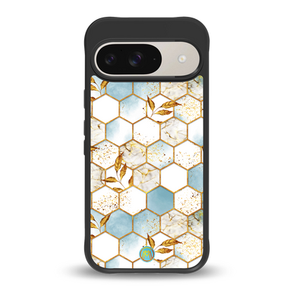 white marble tiles back phone cover | glass case for google pixel 9