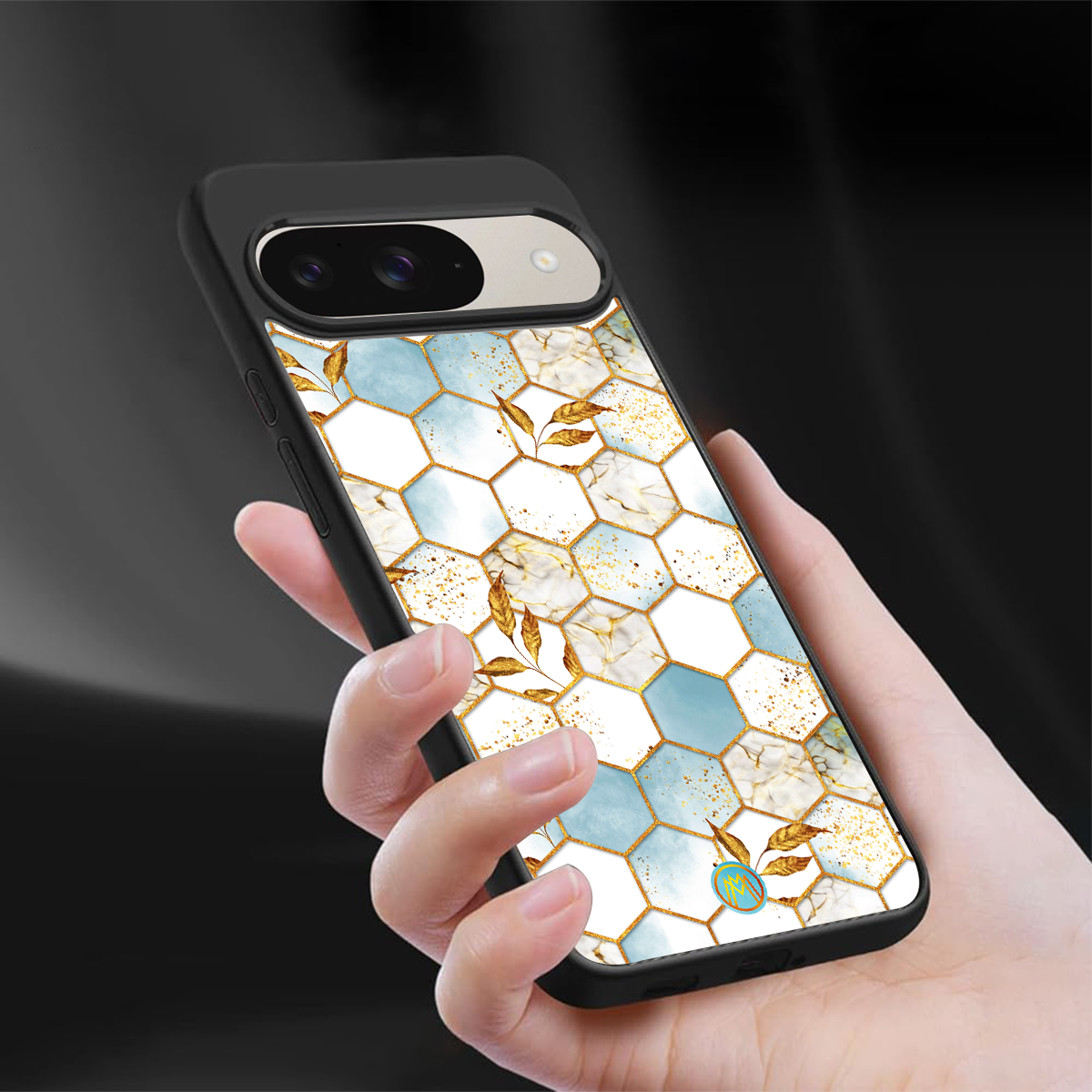 white marble tiles back phone cover | glass case for google pixel 9