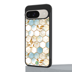 white marble tiles back phone cover | glass case for google pixel 9