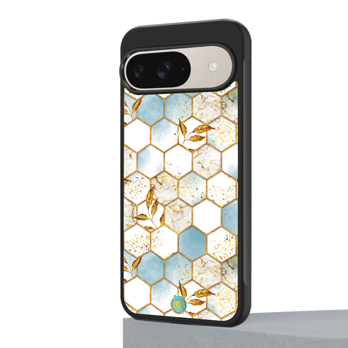 white marble tiles back phone cover | glass case for google pixel 9