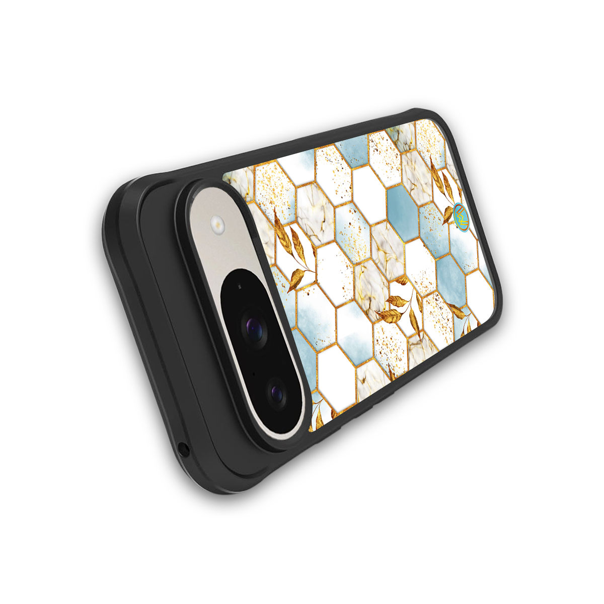 white marble tiles back phone cover | glass case for google pixel 9