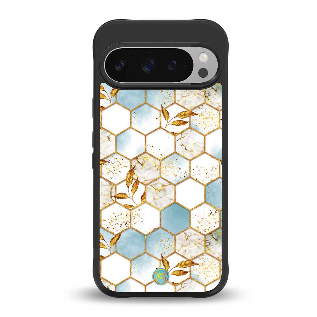 white marble tiles back phone cover | glass case for google pixel 9 pro