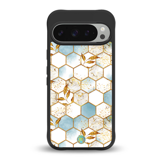 white marble tiles back phone cover | glass case for google pixel 9 pro xl