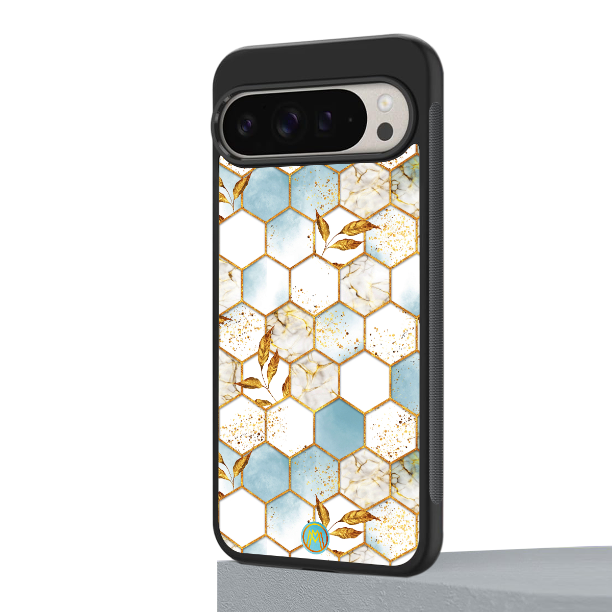 white marble tiles back phone cover | glass case for google pixel 9 pro