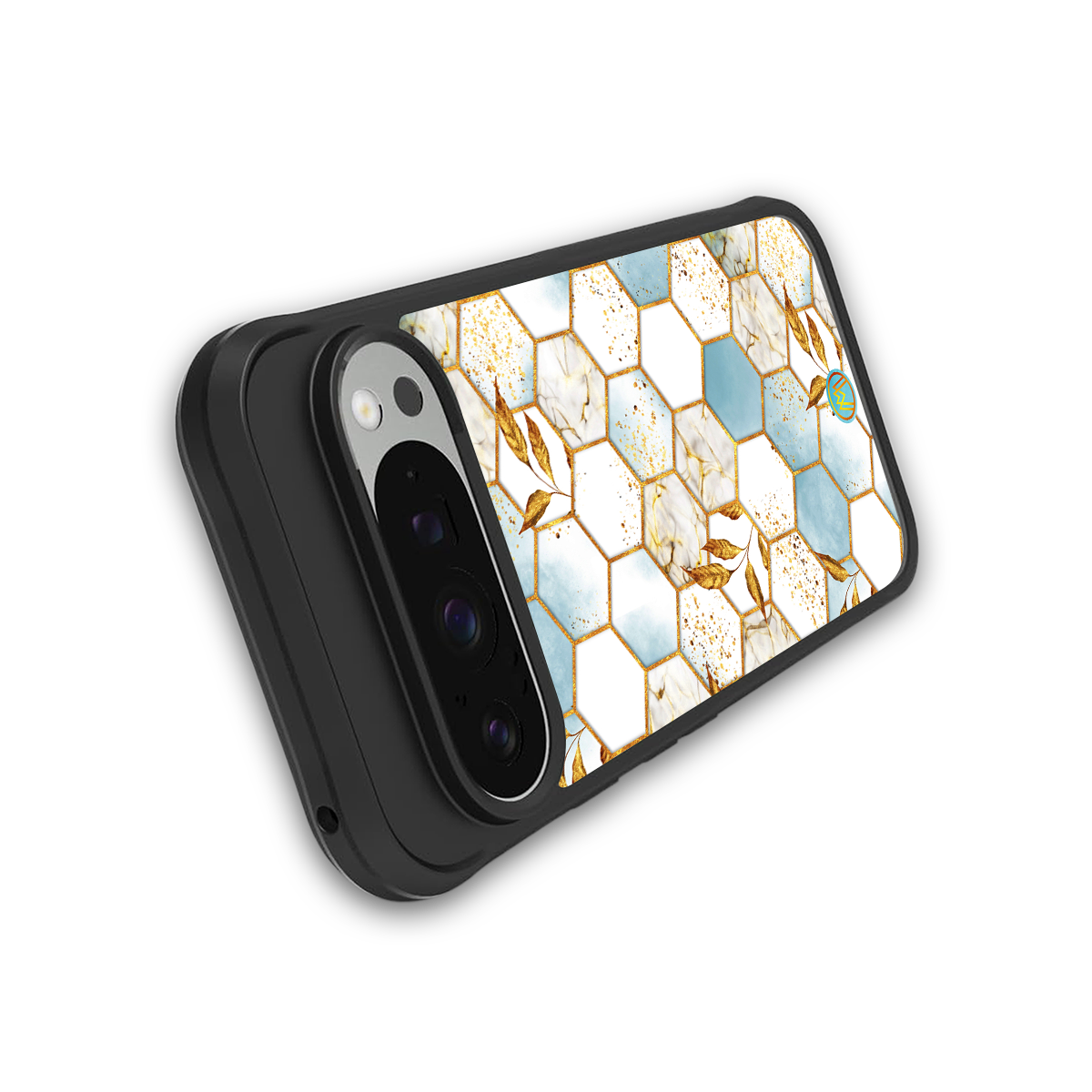 white marble tiles back phone cover | glass case for google pixel 9 pro