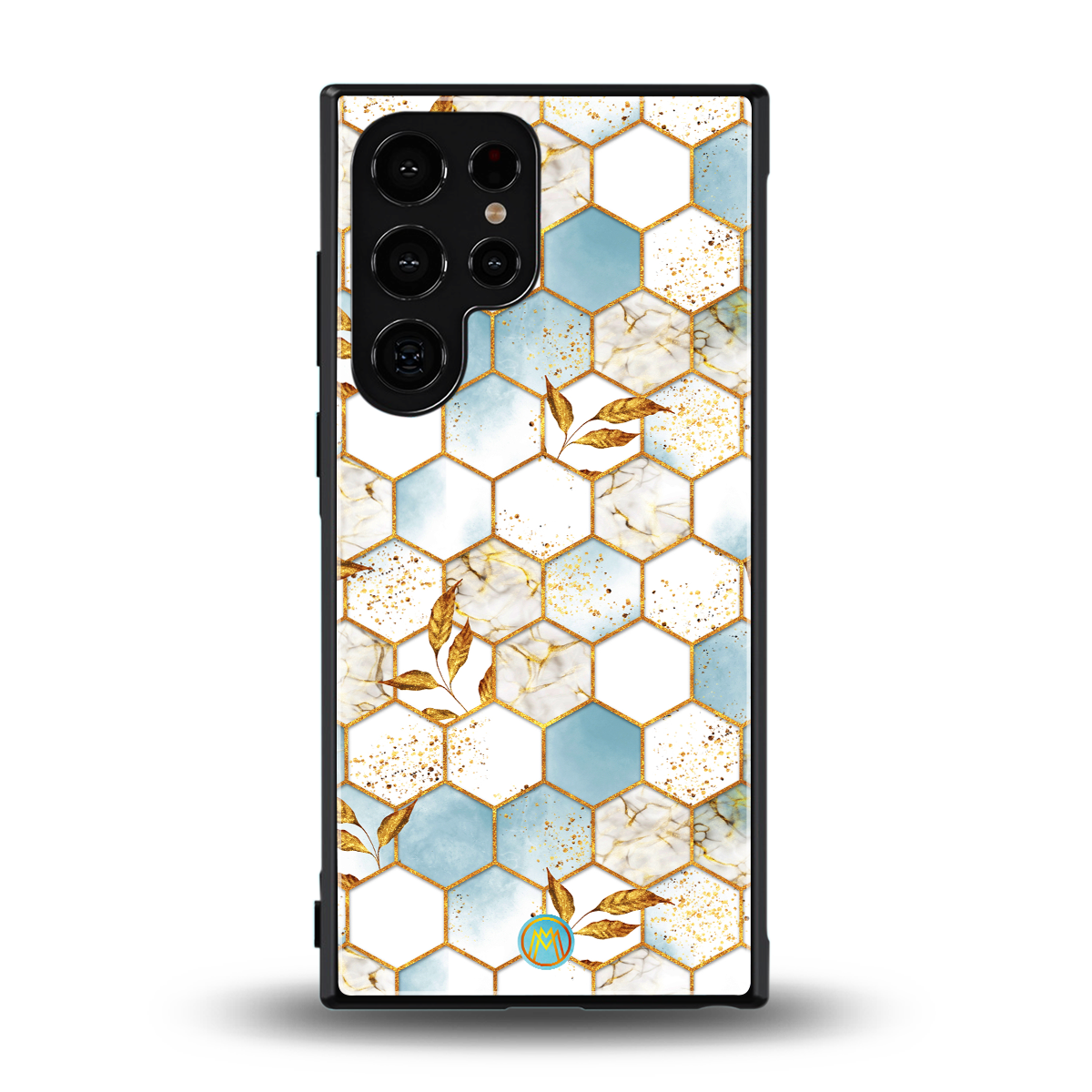 white marble tiles back phone cover | glass case for samsung galaxy s24 ultra