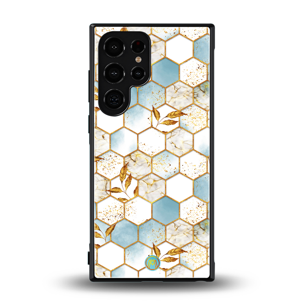 white marble tiles back phone cover | glass case for samsung galaxy s23 ultra