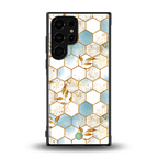 white marble tiles back phone cover | glass case for samsung galaxy s23 ultra