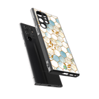 white marble tiles back phone cover | glass case for samsung galaxy s23 ultra