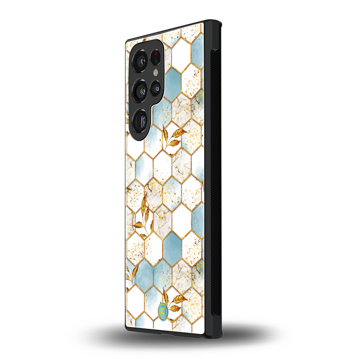 white marble tiles back phone cover | glass case for samsung galaxy s24 ultra