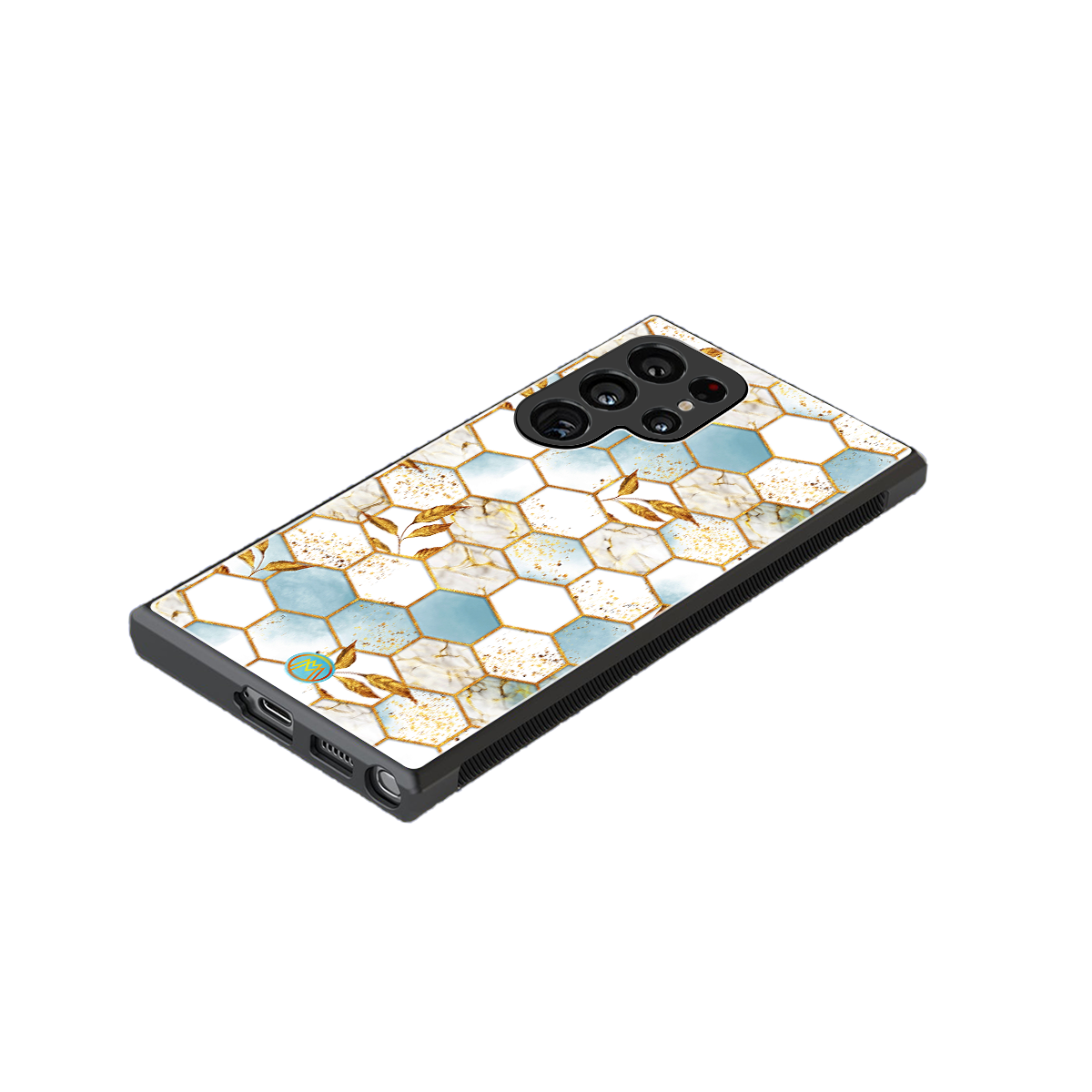 white marble tiles back phone cover | glass case for samsung galaxy s24 ultra