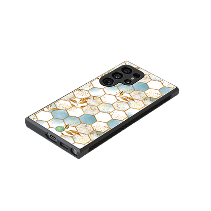 white marble tiles back phone cover | glass case for samsung galaxy s24 ultra