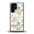 white marble tiles back phone cover | glass case for samsung galaxy s25 ultra