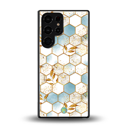 white marble tiles back phone cover | glass case for samsung galaxy s25 ultra