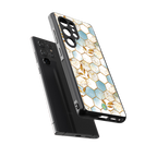 white marble tiles back phone cover | glass case for samsung galaxy s25 ultra
