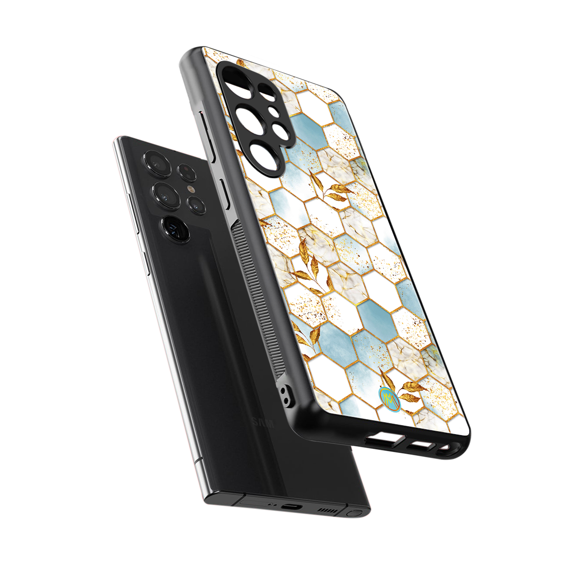 white marble tiles back phone cover | glass case for samsung galaxy s25 ultra