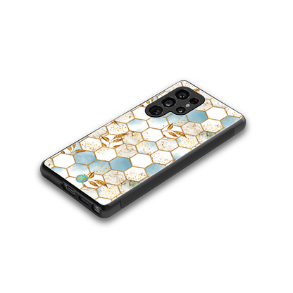 white marble tiles back phone cover | glass case for samsung galaxy s25 ultra
