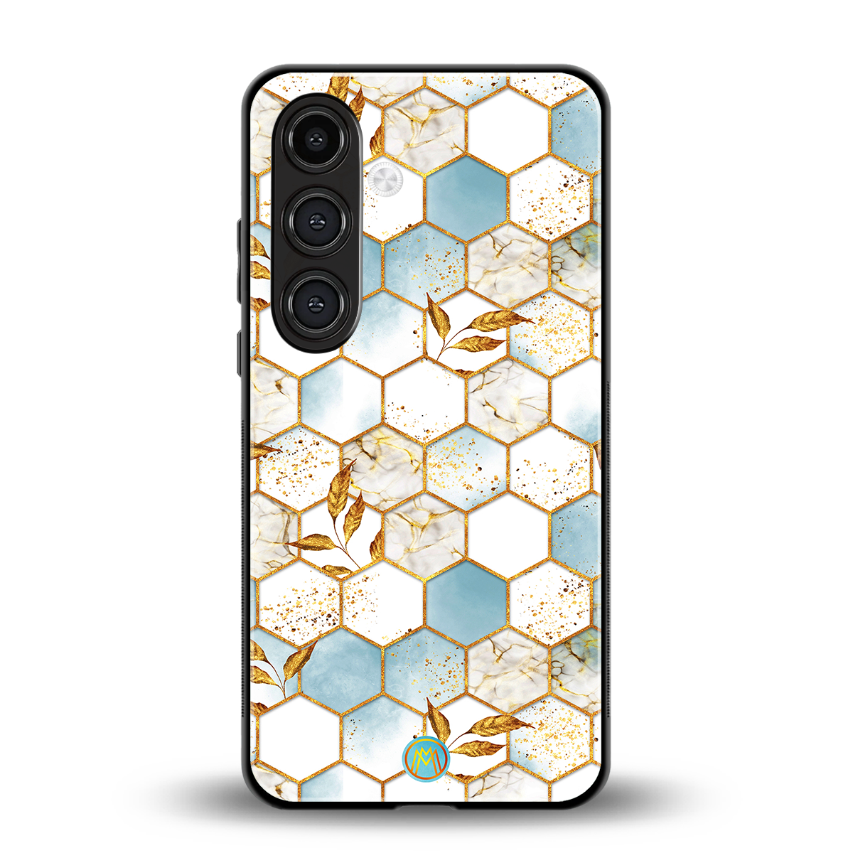 white marble tiles back phone cover | glass case for samsung galaxy s24 fe