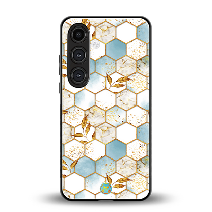 white marble tiles back phone cover | glass case for samsung galaxy s23