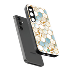 white marble tiles back phone cover | glass case for samsung galaxy s25 plus