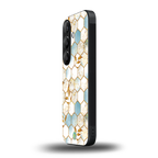 white marble tiles back phone cover | glass case for samsung galaxy s25 plus