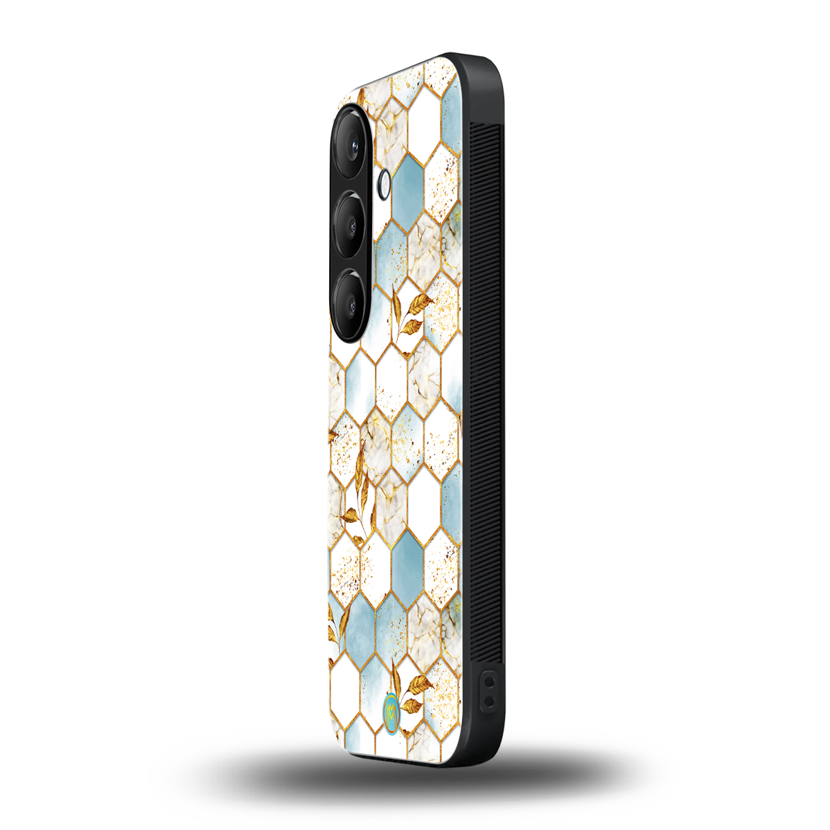 white marble tiles back phone cover | glass case for samsung galaxy s23