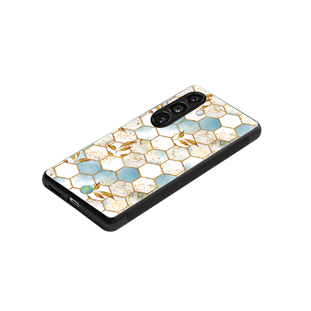 white marble tiles back phone cover | glass case for samsung galaxy s24