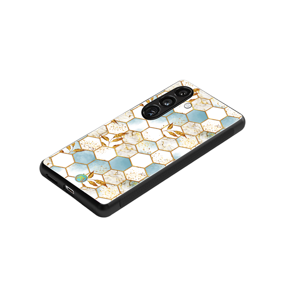 white marble tiles back phone cover | glass case for samsung galaxy s23