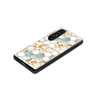 white marble tiles back phone cover | glass case for samsung galaxy s25 plus