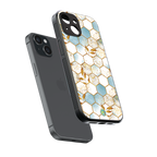 white marble tiles back phone cover | glass case for iphone 15