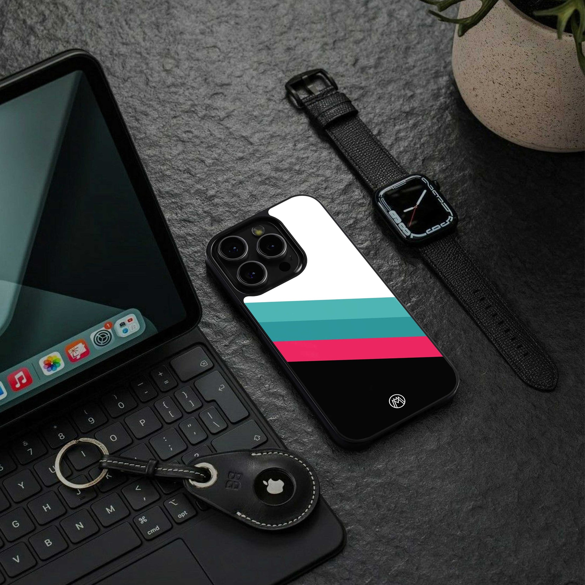 white green red pattern stripes back phone cover | glass case for samsung galaxy s24 ultra
