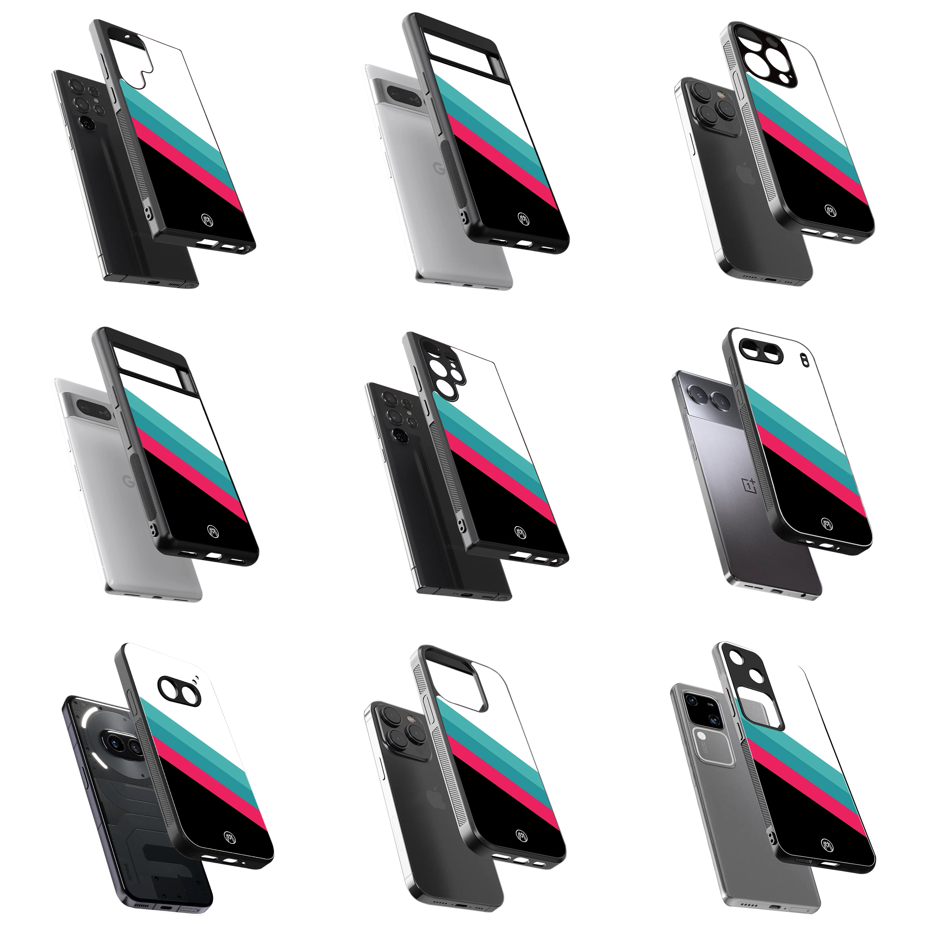 Durable Glass Back Mobile Case for iPhone, Samsung, OnePlus, Google Pixel, Redmi, Vivo, Oppo