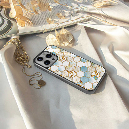 white marble tiles back phone cover | glass case for samsung galaxy s23 ultra