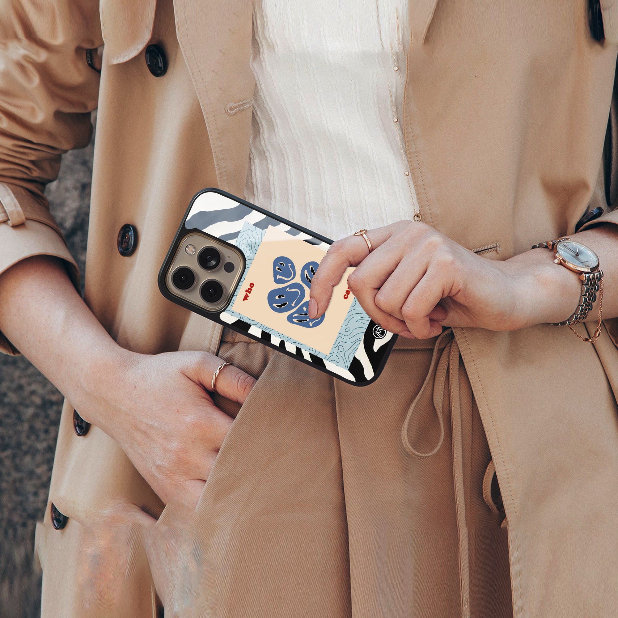 who cares back phone cover | glass case for iphone 16 plus