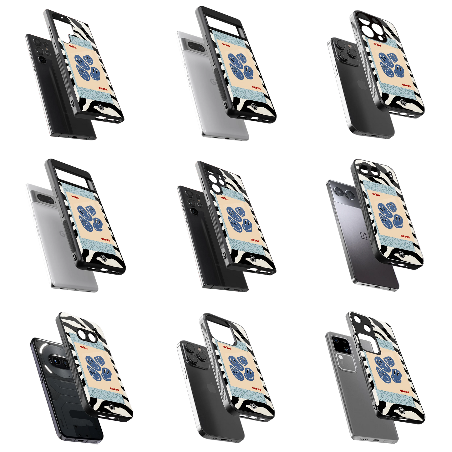 Durable Glass Back Mobile Case for iPhone, Samsung, OnePlus, Google Pixel, Redmi, Vivo, Oppo