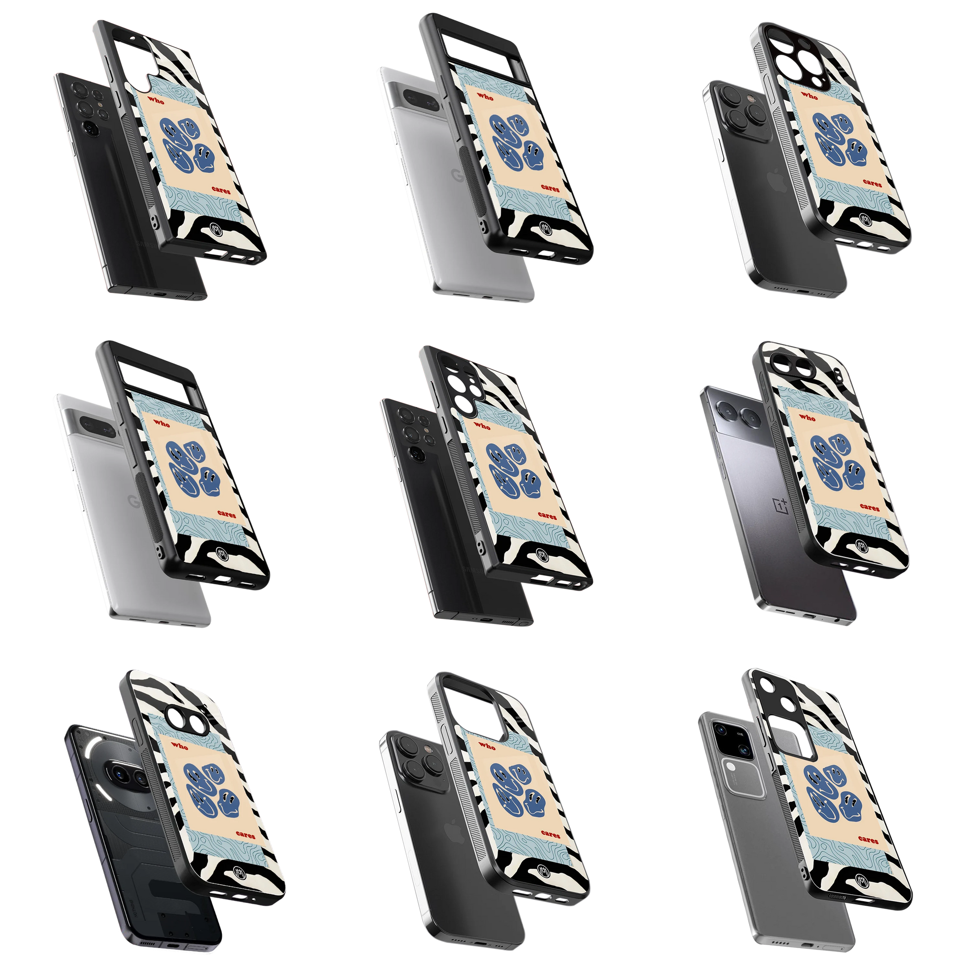 Durable Glass Back Mobile Case for iPhone, Samsung, OnePlus, Google Pixel, Redmi, Vivo, Oppo