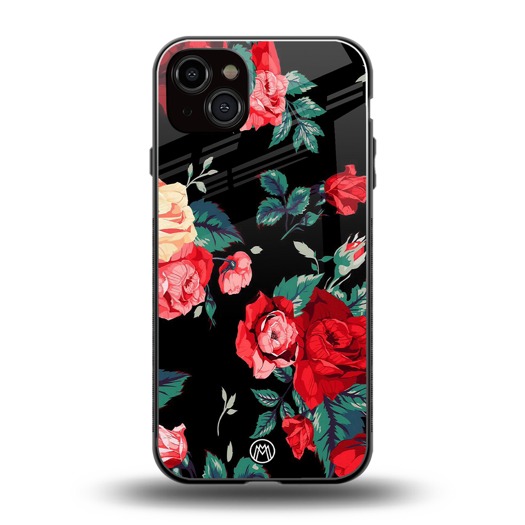 wildflower back phone cover | glass case for iphone 14 plus